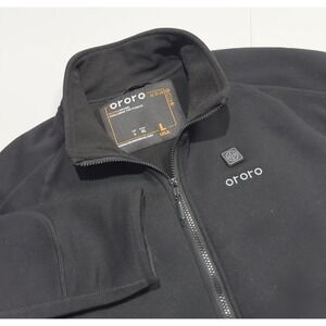 Ororo Mens Full Zip Heated Fleece Jacket Size L Black NO BATTERY Classic Outdoor